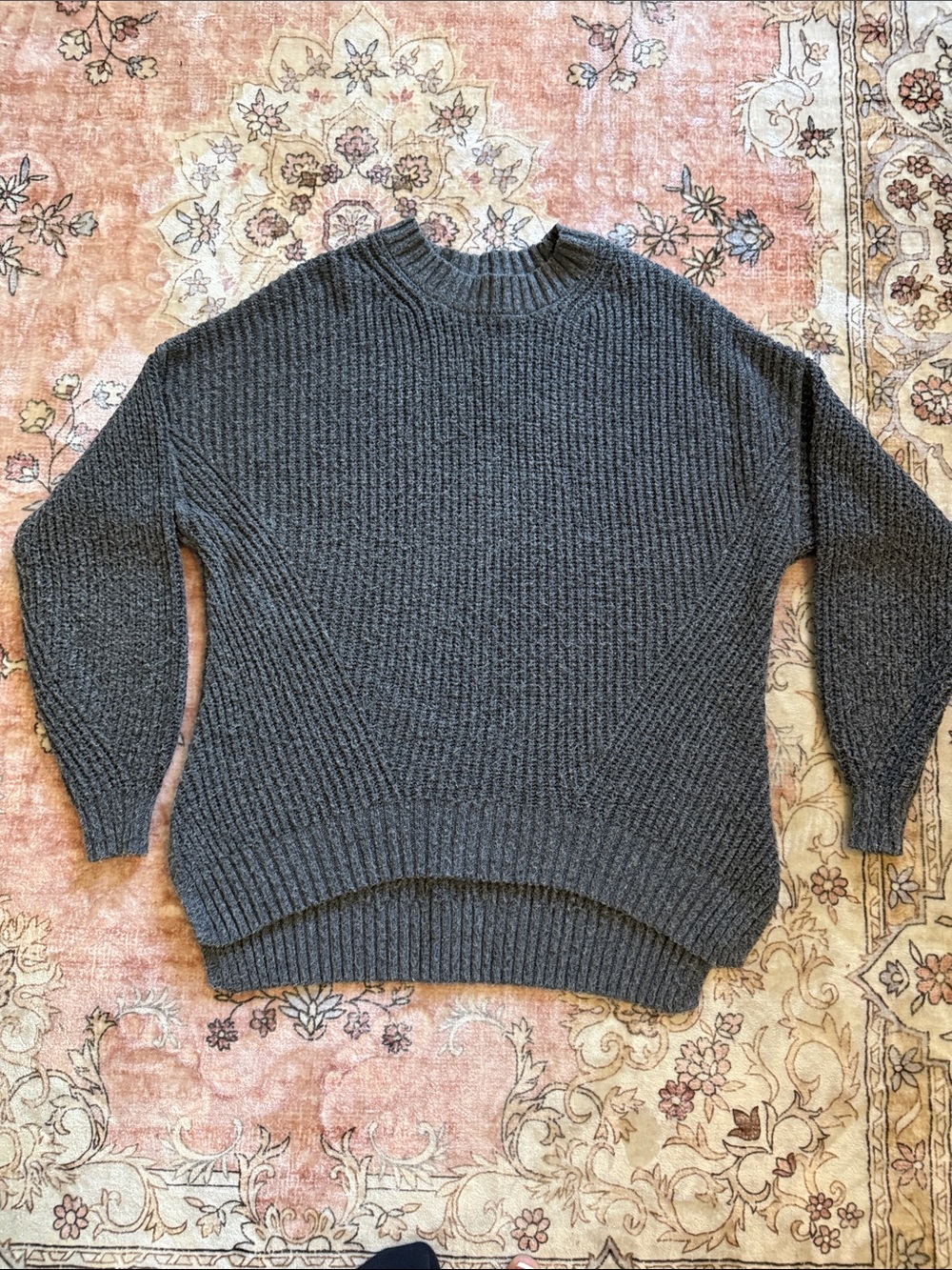 American Eagle Outfitters Charcoal Ribbed Crewneck Sweater